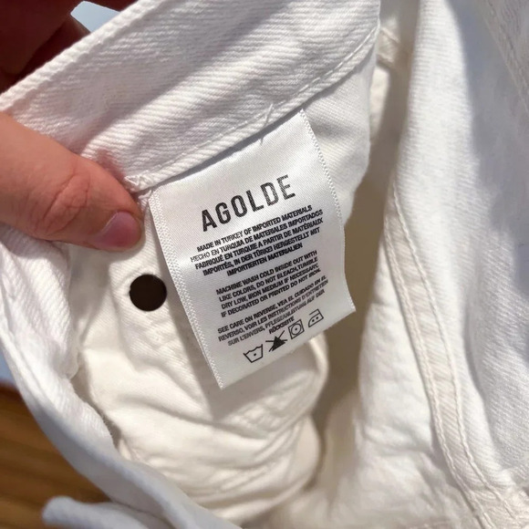 AGOLDE White Denim 90s Straight Leg High Waist Classic Button Fly Jeans 26 - Picture 10 of 12